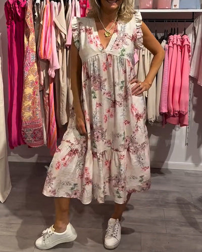 Kleid Gedruckt Modisch Lotus Ärmel