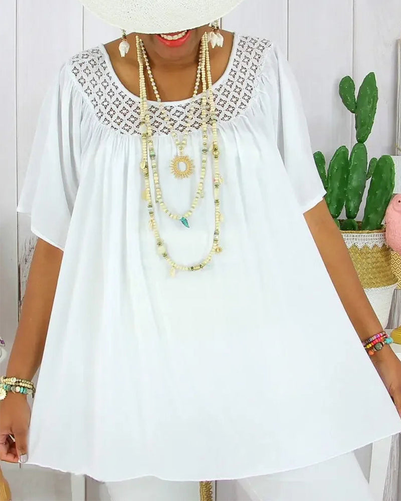 Bluse Einfarbig Locker Sitzt