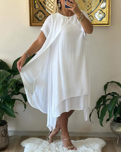 Kleid Fake zweiteilig doppellagig locker kurzärmlig