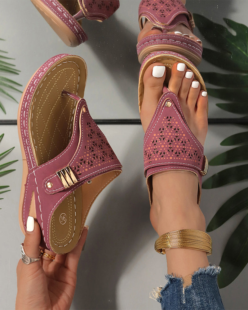 Sandalen mit dicker Sohle Hohldesign Zehenriemen