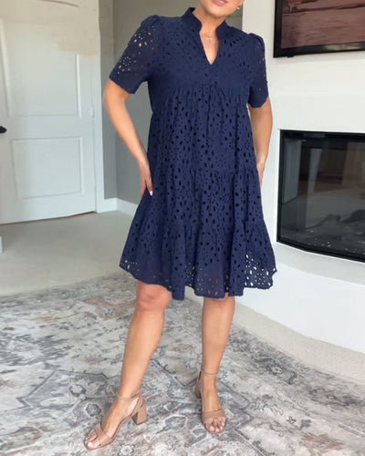 Kleid Stehkragen Ausschnitt A-Linie