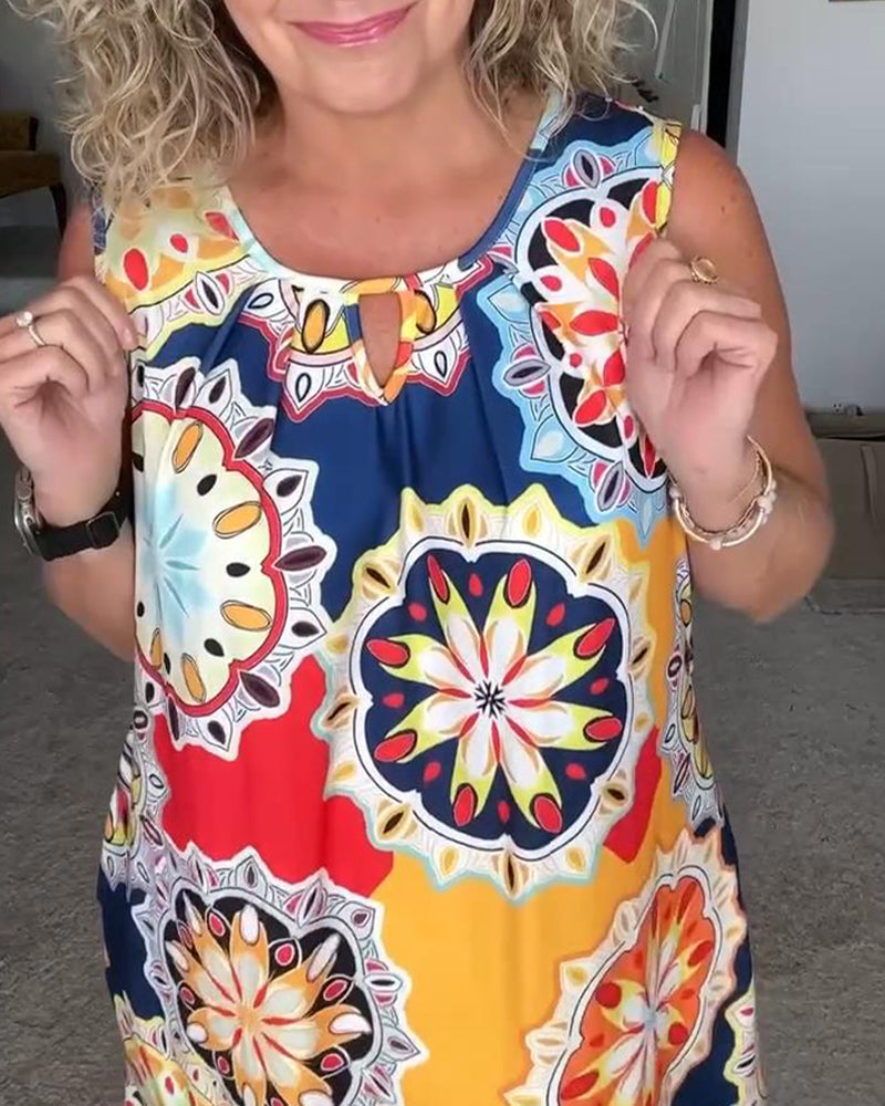 Kleid Ärmellos Kreismuster