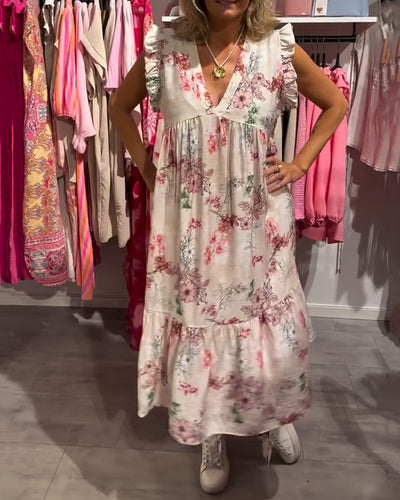 Kleid Gedruckt Modisch Lotus Ärmel