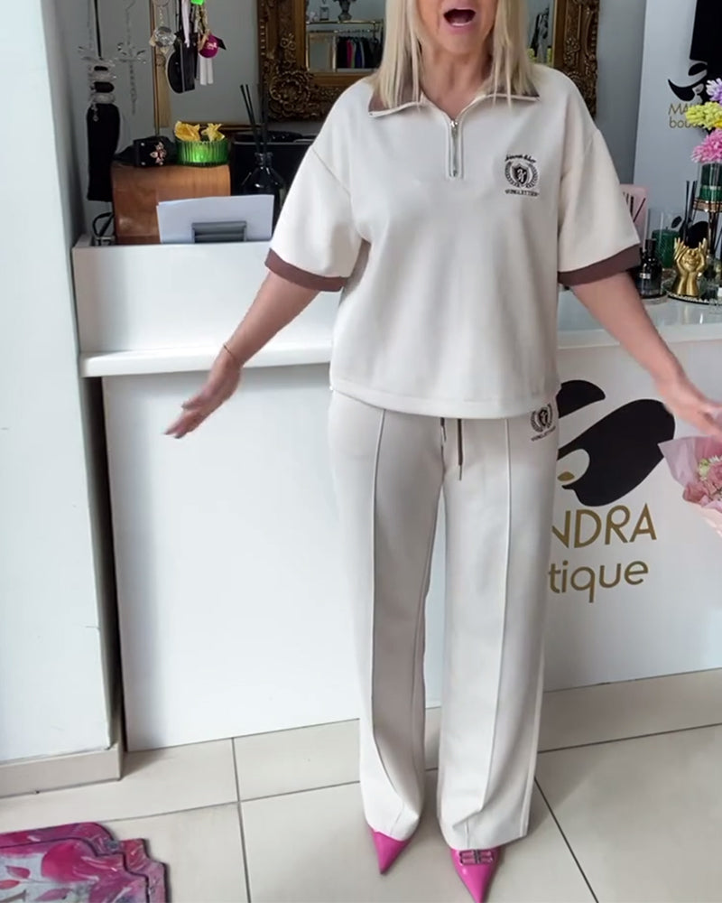 Anzug Lässig Polo Kontrastfarbe Sportlich