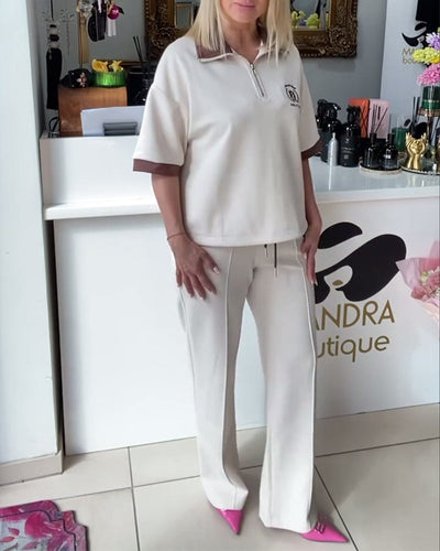 Anzug Lässig Polo Kontrastfarbe Sportlich