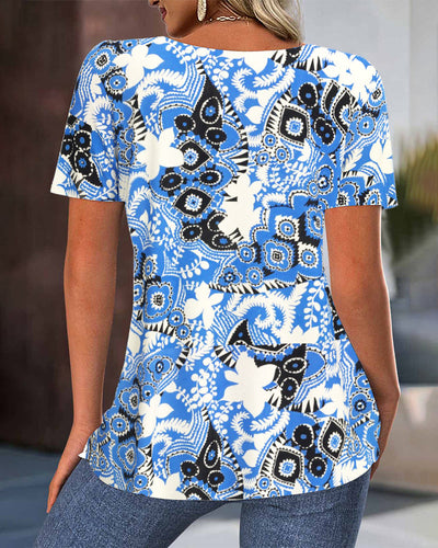 Bluse Plissiert Bedruckt Mode