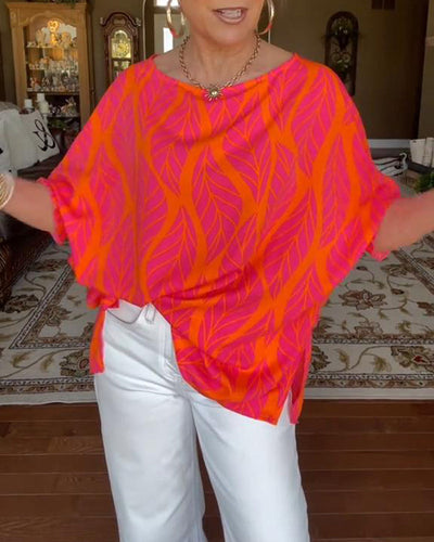 Bluse Rundhalsausschnitt locker bedruckt