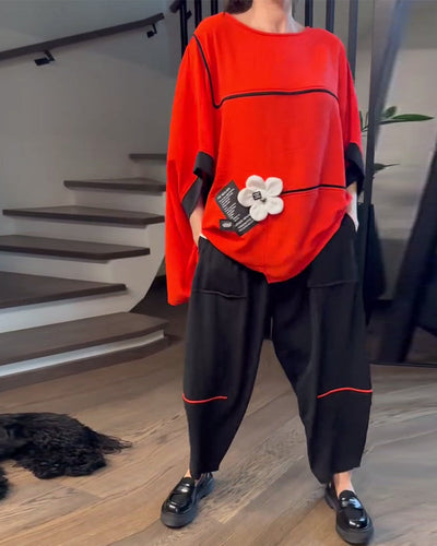 Set Mit Weiten Bloomers Casual Color-Blockin