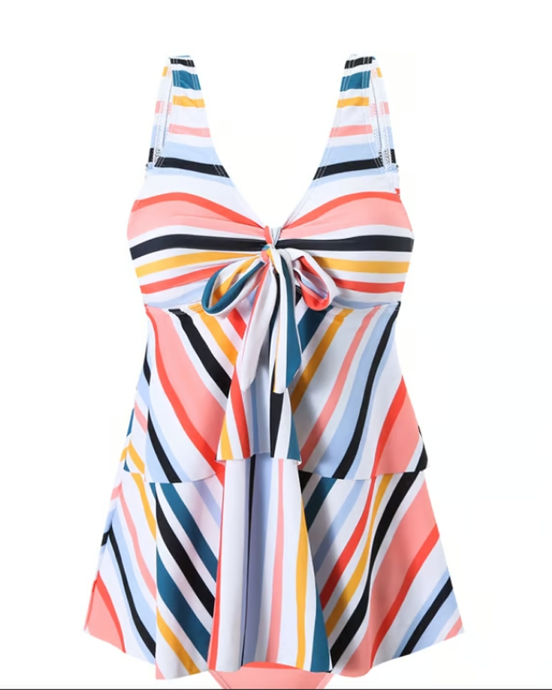 Badeanzug mit Schnürung und gestreiftem Dreieck