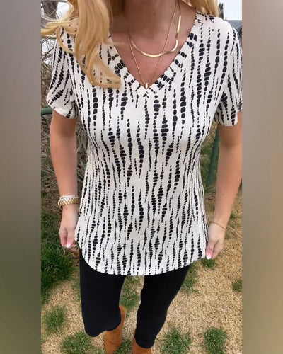 T-Shirt bedruckt kurzärmelig V-Ausschnitt