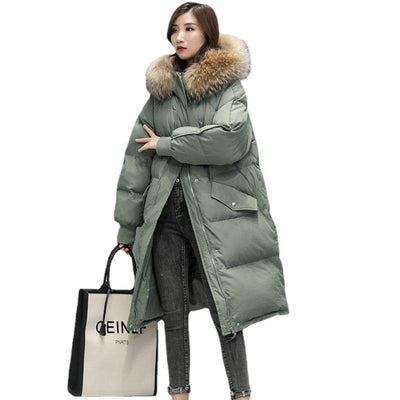Damen Winterjacke mit Daunenfüllung - Lange, lockere und bequeme Baumwolljacke in Trendfarben