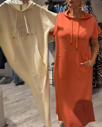 Kleid Mit Kapuze Casual Kordelzug