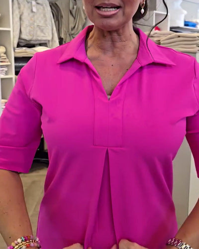 Kleid mit Reverskragen Lässig Unifarben