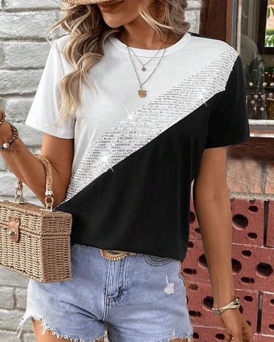 T-Shirt Rundhals Kontrastfarbe Vielseitig