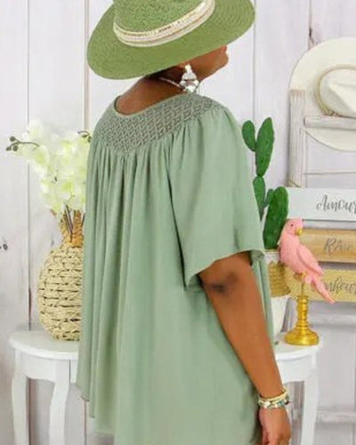 Bluse Einfarbig Locker Sitzt