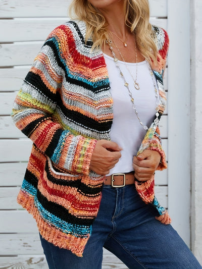 Farbenfroher Winter-Strickjacke für Damen