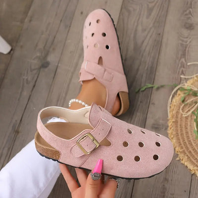 Retro Kork Clogs mit Geschlossener Spitze und Schnallenriemen