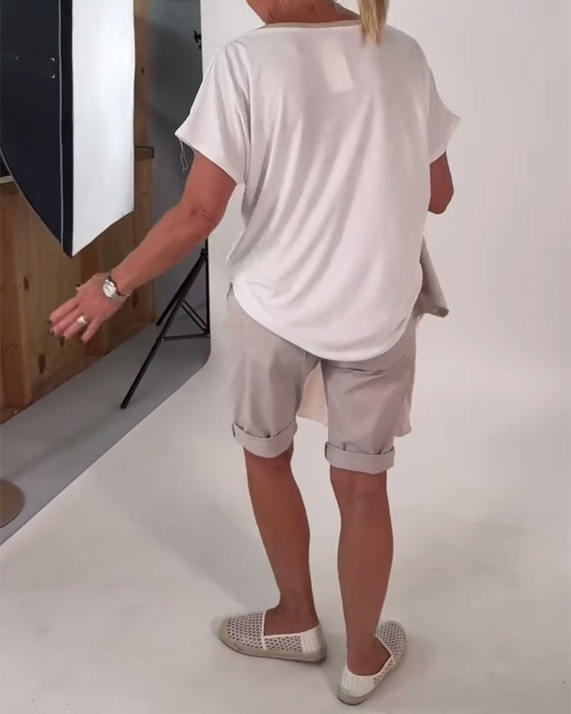 T-Shirt V-Ausschnitt bedruckt vielseitig