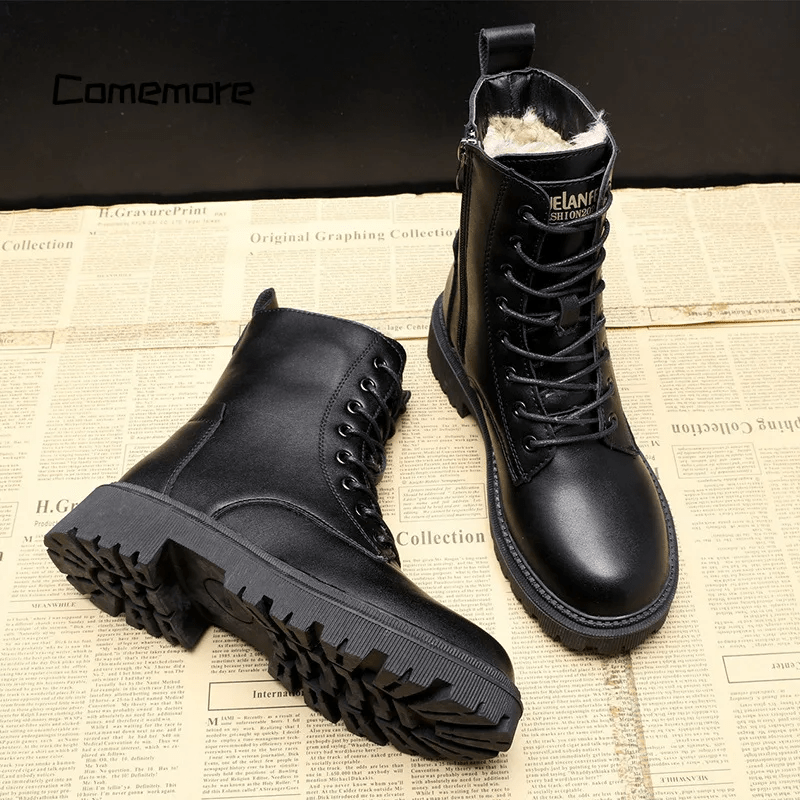 Zoe™ – schwarze Leder-Winterstiefel