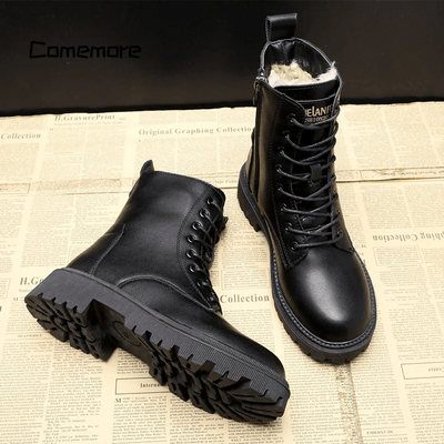 Zoe™ – schwarze Leder-Winterstiefel