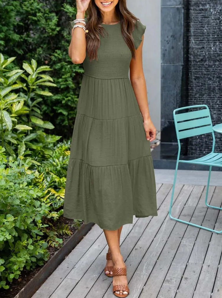 Gesmoktes Rüschen Sommerkleid für Damen