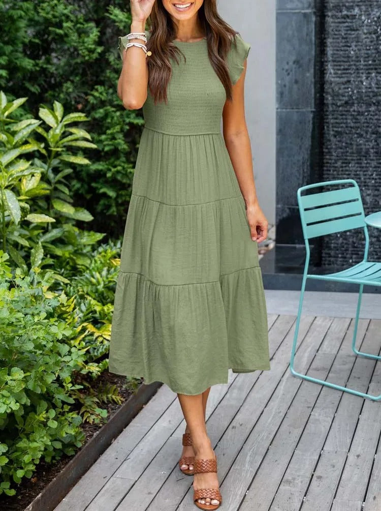 Gesmoktes Rüschen Sommerkleid für Damen