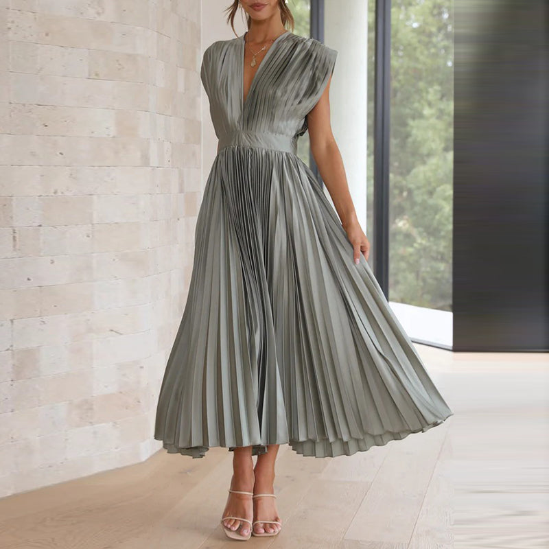 Elegantes ärmelloses Maxikleid mit V-Ausschnitt – Sommerkleid Damen