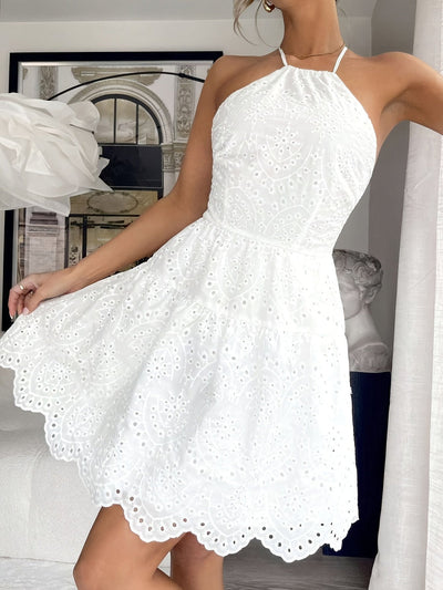 Loisa – Elegantes Weißes Halterneck-Kleid mit Rückenfreiem Design