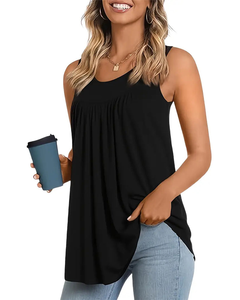 Dreiteiliges Set Ärmellose Plissierte Weite Weste