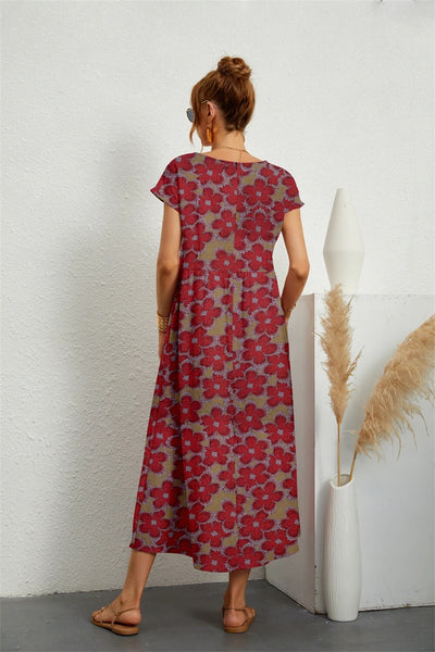 Kurzarm-Blumen Sommerkleid für Damen