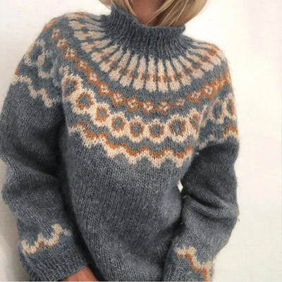 Norweger-Strickpullover für Damen | Rollkragen