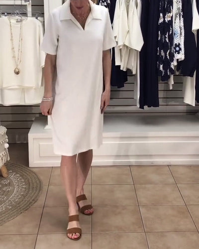 Kleid Kragen Einfarbig Sportlich Polo