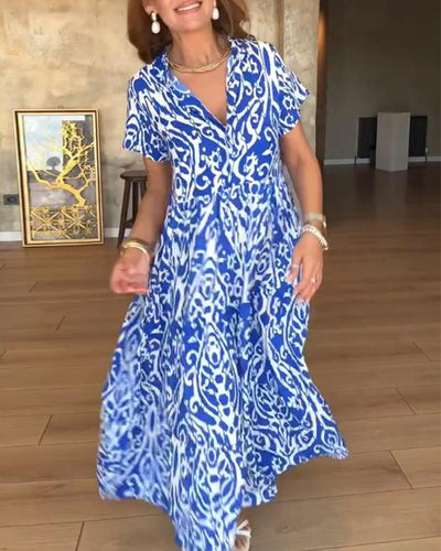 Kleid Kurzarm Bedruckt Mode