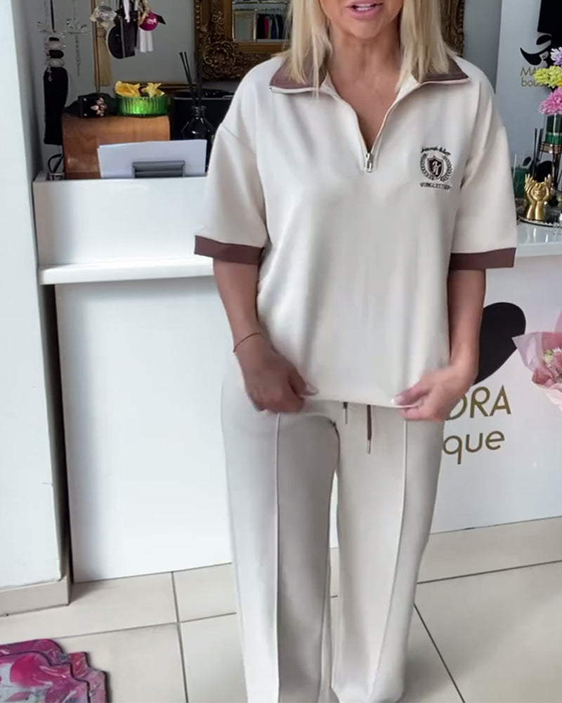 Anzug Lässig Polo Kontrastfarbe Sportlich