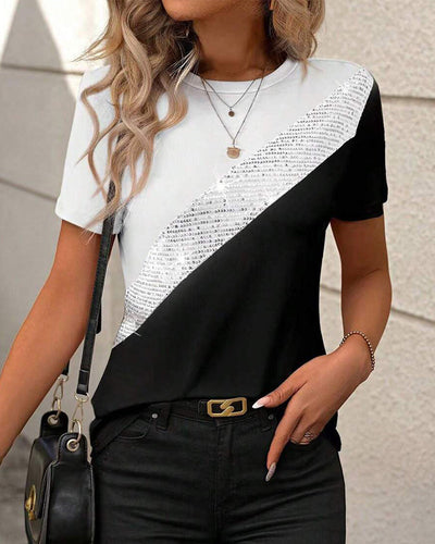 T-Shirt Rundhals Kontrastfarbe Vielseitig