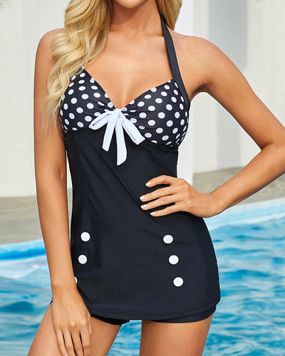 Badeanzug Halterneck Punkte Schlank