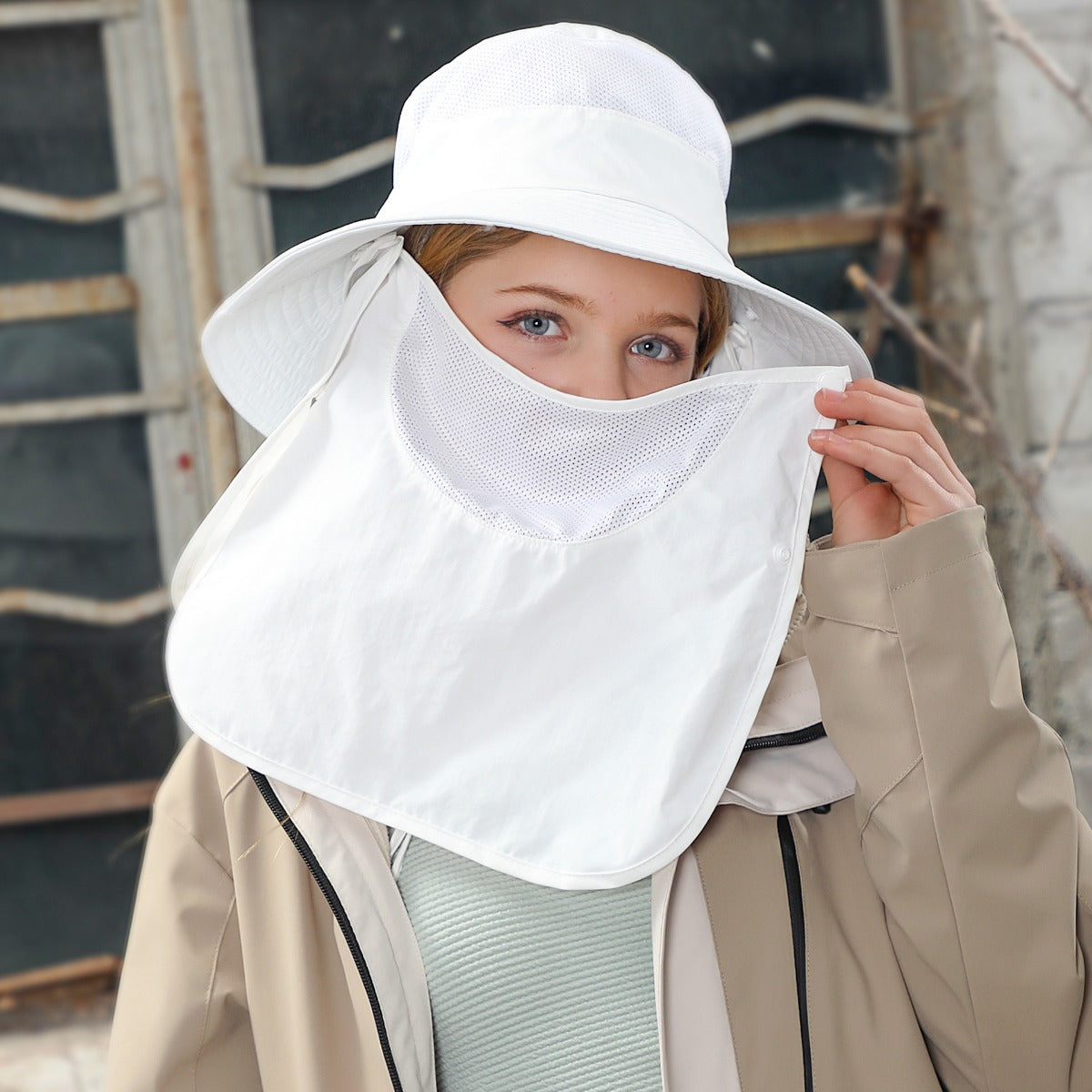 Heidi Mode | Vollabdeckung Gesicht Sonnenschutz Maske im Freien UV Eimer Hut