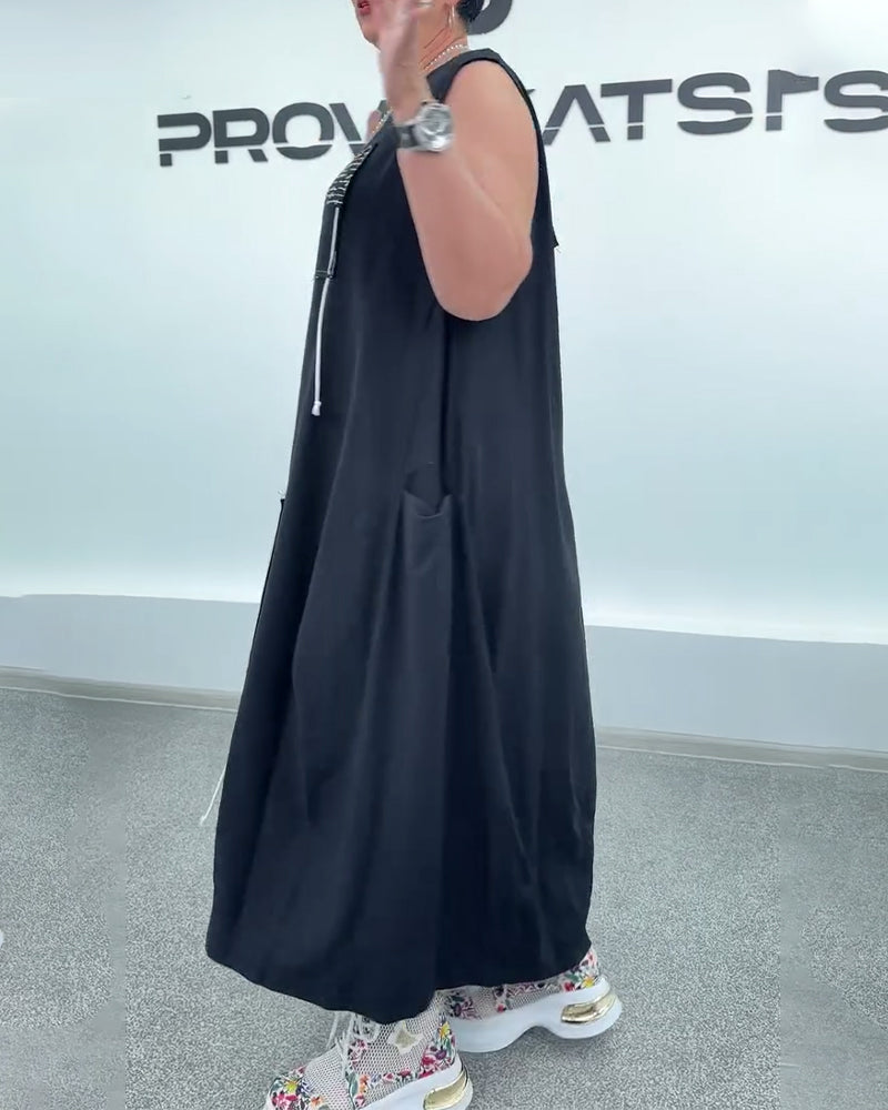 Kleid Ärmellos Oversized Buchstabenprint