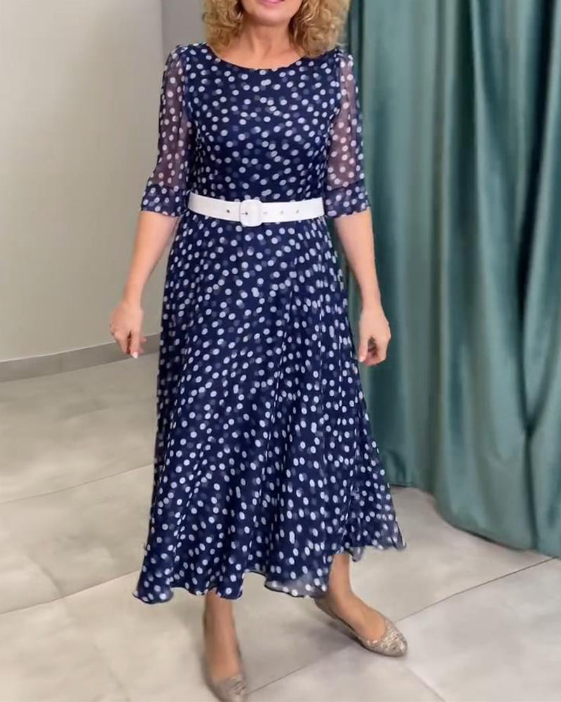 Kleid Halbärmliges Pünktchen Chiffon