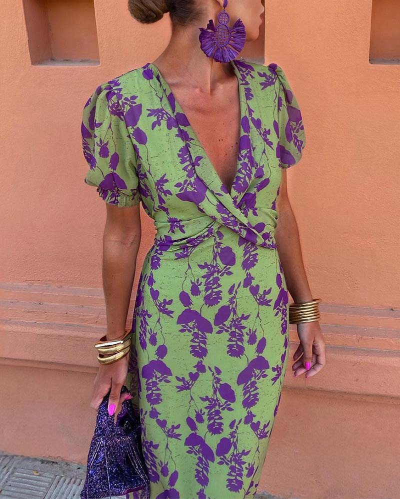 Angelina - Atemberaubendes V-Ausschnitt Midikleid