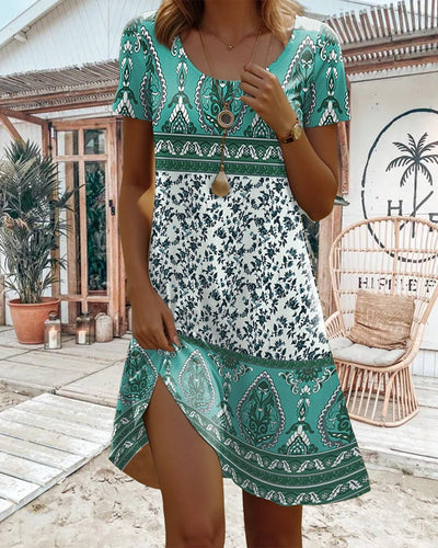 Kleid Kurzarm Kontrastdruck