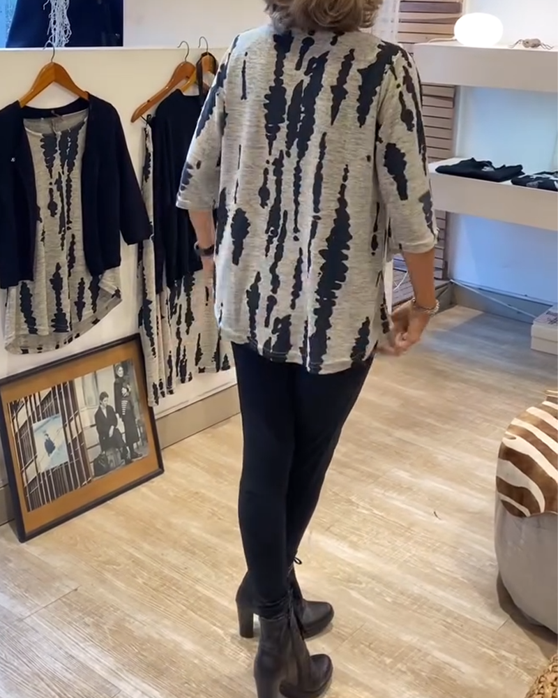 Bluse Dreiviertelarm Locker Bedruckt