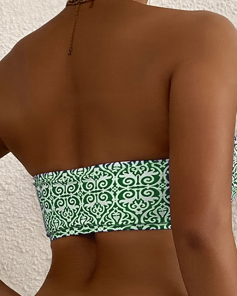 Bikini Bandeau Blumenmuster Zweiteilig