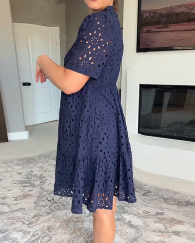 Kleid Stehkragen Ausschnitt A-Linie