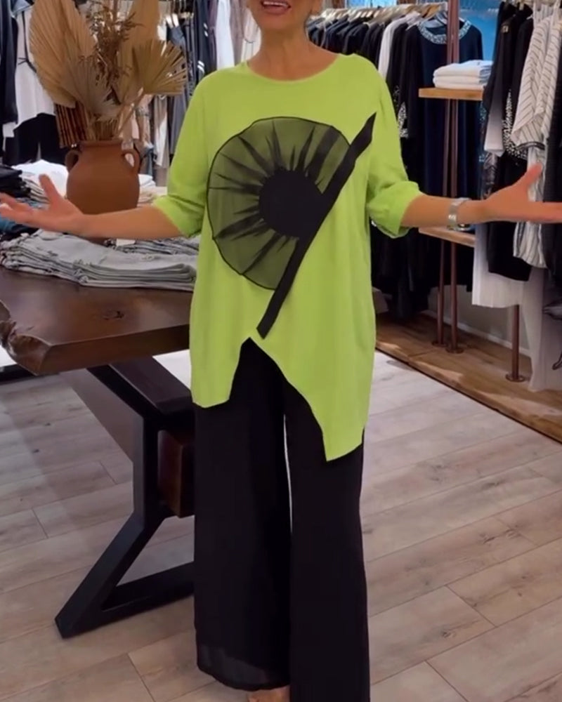 T-Shirt blumenmuster kurzarm lässig