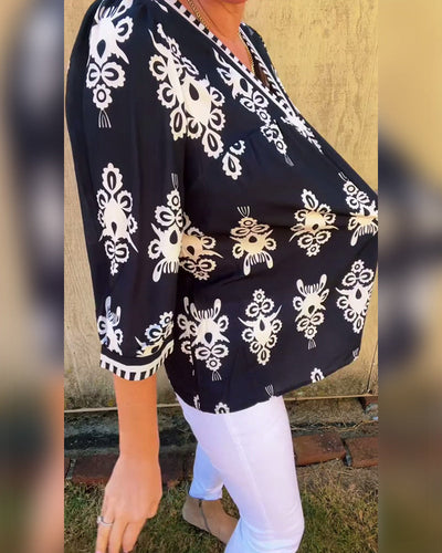 Bluse Dreiviertelärmel Gedruckt