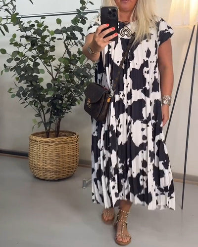 Kleid Bedruckt Weit Kurzärmlig