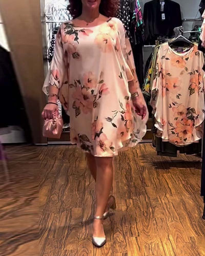 Kleid Bedruckt Fledermausärmel