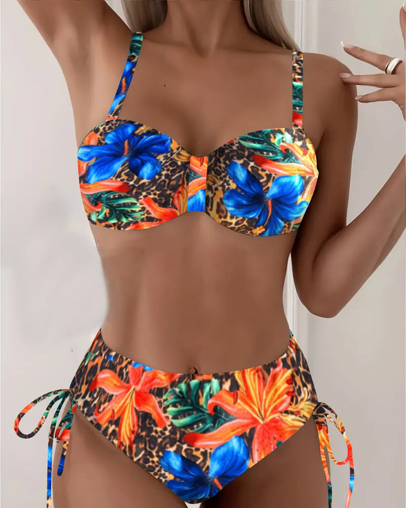 Bikini Bralette Leopardenmuster Blumenmuster