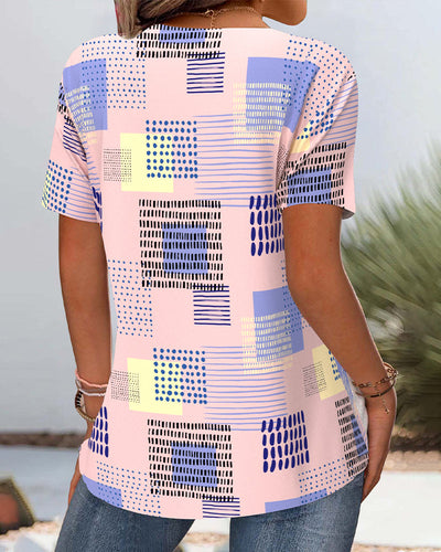 T-Shirt Ausgeschnitten V-Ausschnitt Bedruckt Casual